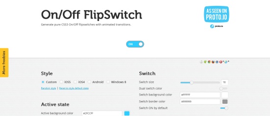 On-Off Flipswitch HTML5-CSS3 Generator