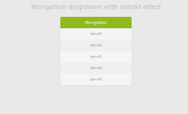 navigation unfold menu dropdown effect