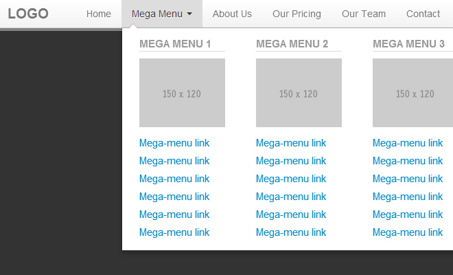 bootstrap mega navigation menu interface
