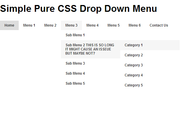 pure css menu navigation design dropdown