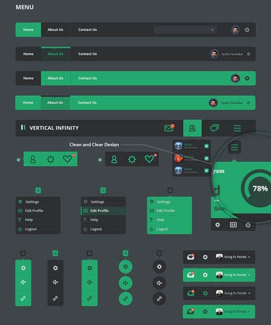 free flat psd ui kits