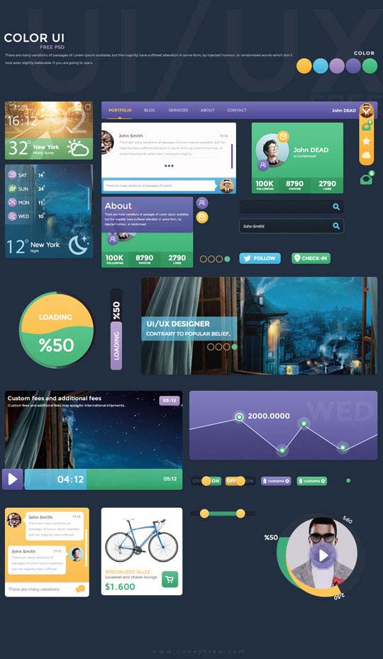 free flat psd ui kits