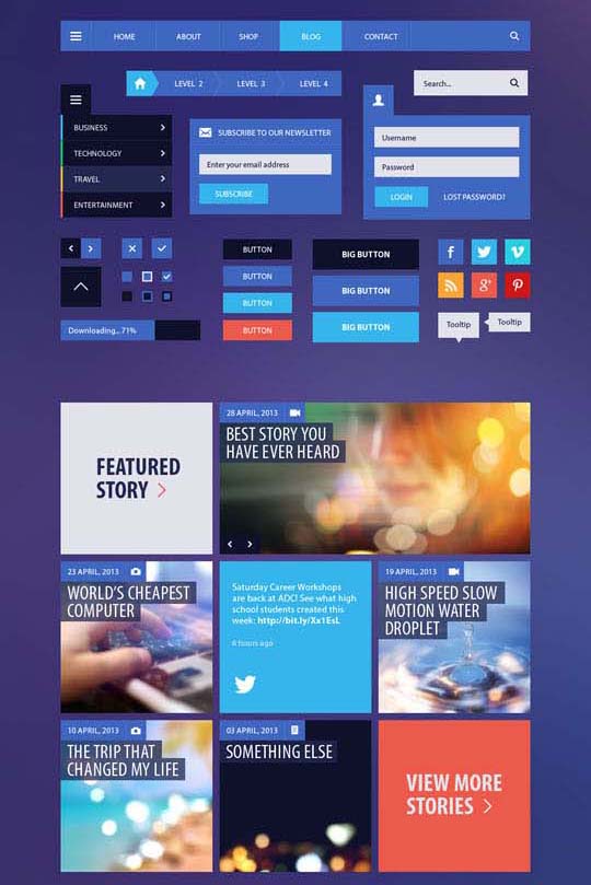 free flat psd ui kits