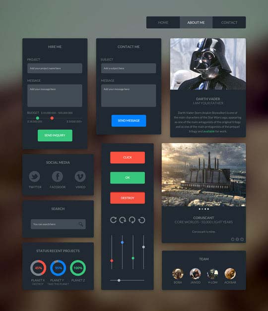 free flat psd ui kits